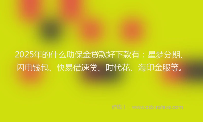 2025年的什么助保金贷款好下款有：星梦分期、闪电钱包、快易借速贷、时代花、海印金服等。