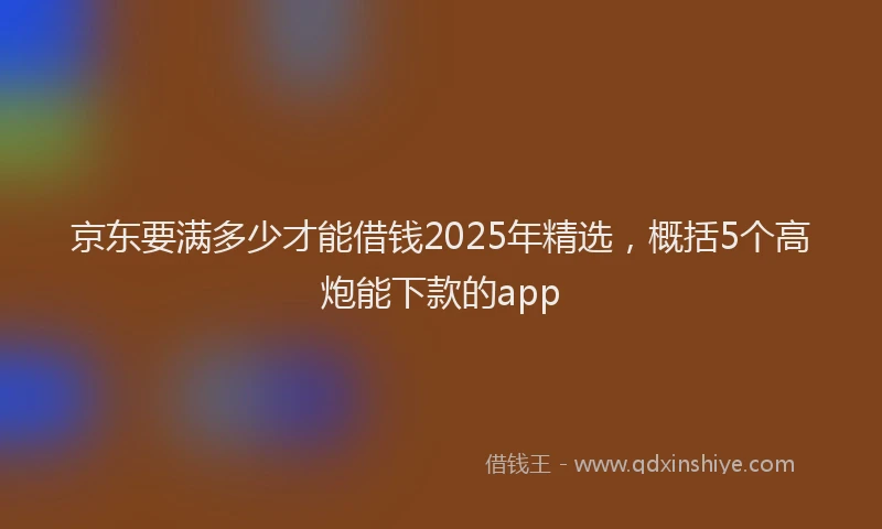 京东要满多少才能借钱2025年精选，概括5个高炮能下款的app