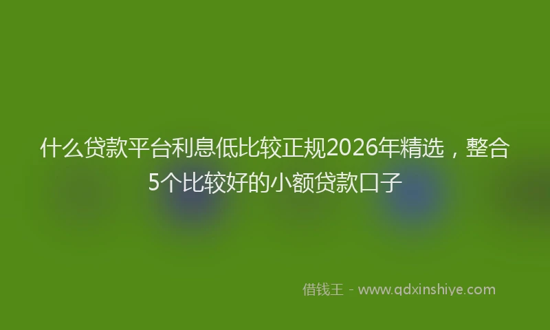 什么贷款平台利息低比较正规2026年精选，整合5个比较好的小额贷款口子
