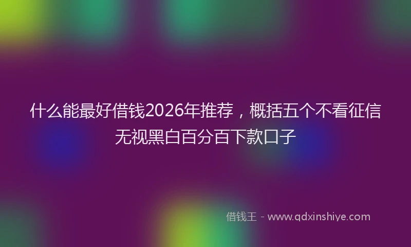 什么能最好借钱2026年推荐，概括五个不看征信无视黑白百分百下款口子