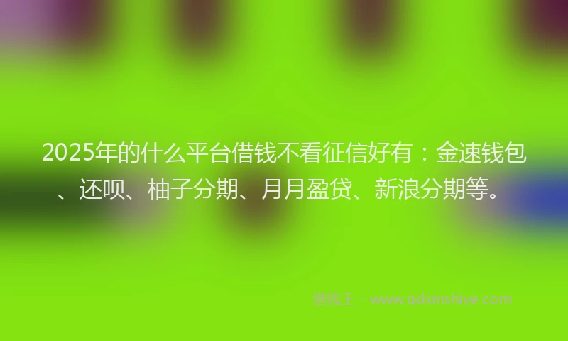 2025年的什么平台借钱不看征信好有：金速钱包、还呗、柚子分期、月月盈贷、新浪分期等。