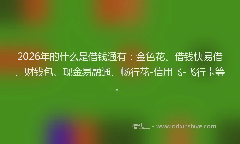 2026年的什么是借钱通有：金色花、借钱快易借、财钱包、现金易融通、畅行花-信用飞-飞行卡等。