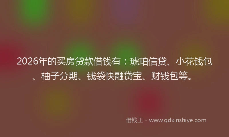 2026年的买房贷款借钱有：琥珀信贷、小花钱包、柚子分期、钱袋快融贷宝、财钱包等。