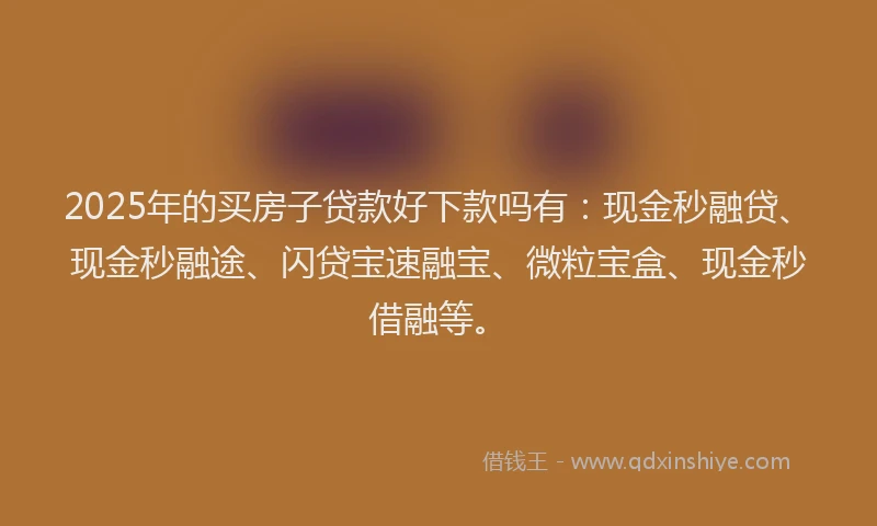 2025年的买房子贷款好下款吗有：现金秒融贷、现金秒融途、闪贷宝速融宝、微粒宝盒、现金秒借融等。