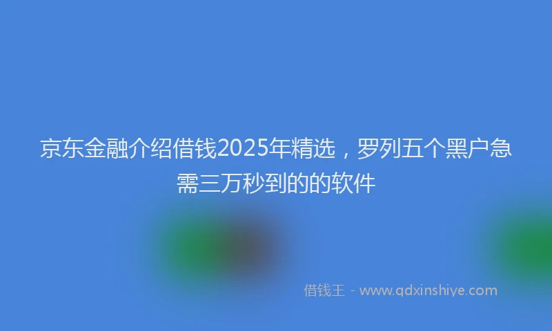 京东金融介绍借钱2025年精选，罗列五个黑户急需三万秒到的的软件