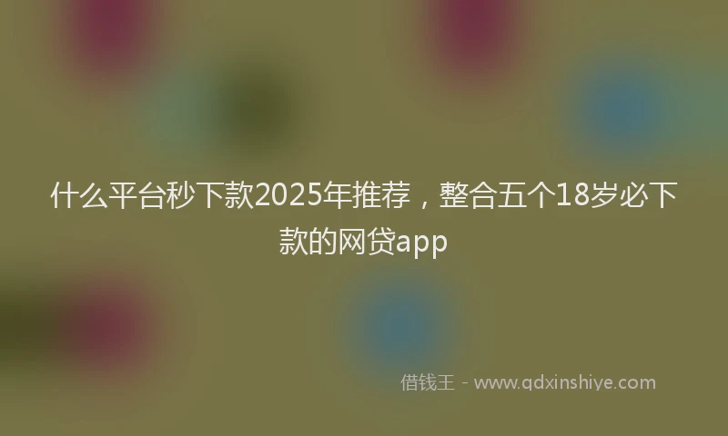 什么平台秒下款2025年推荐，整合五个18岁必下款的网贷app