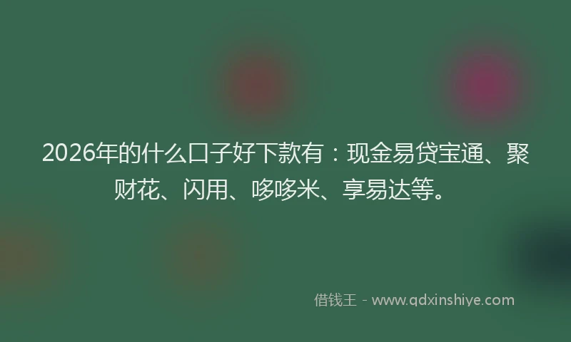 2026年的什么口子好下款有：现金易贷宝通、聚财花、闪用、哆哆米、享易达等。