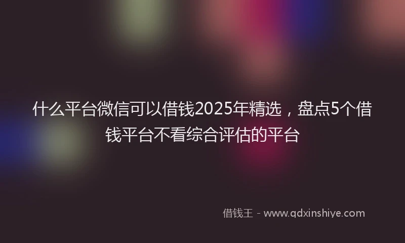 什么平台微信可以借钱2025年精选，盘点5个借钱平台不看综合评估的平台