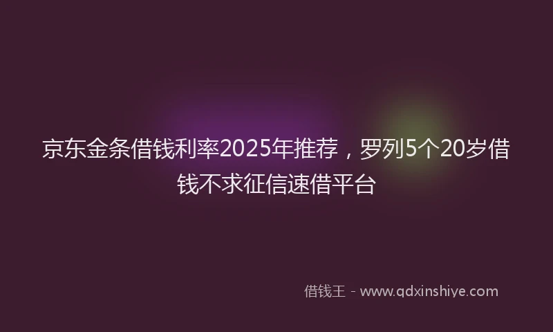 京东金条借钱利率2025年推荐，罗列5个20岁借钱不求征信速借平台