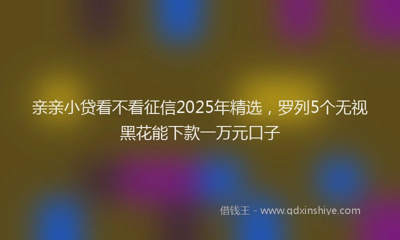 亲亲小贷看不看征信2025年精选，罗列5个无视黑花能下款一万元口子