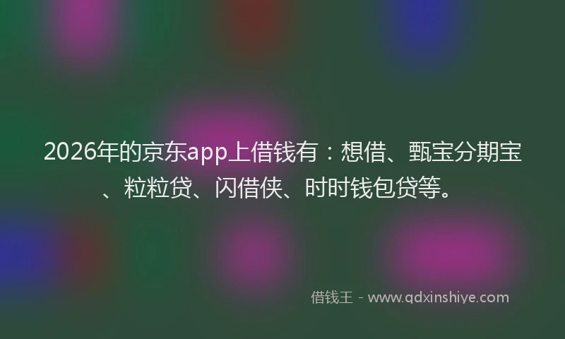 2026年的京东app上借钱有：想借、甄宝分期宝、粒粒贷、闪借侠、时时钱包贷等。
