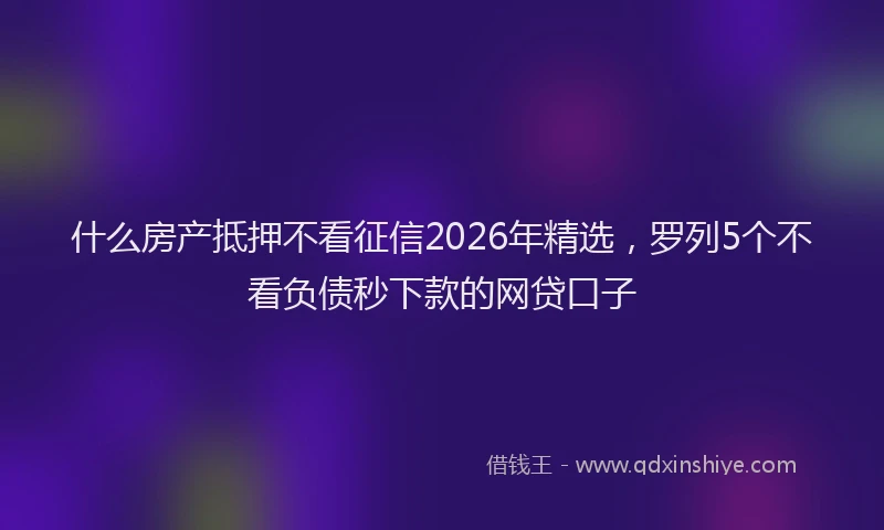 什么房产抵押不看征信2026年精选，罗列5个不看负债秒下款的网贷口子