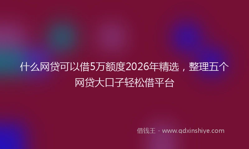 什么网贷可以借5万额度2026年精选，整理五个网贷大口子轻松借平台