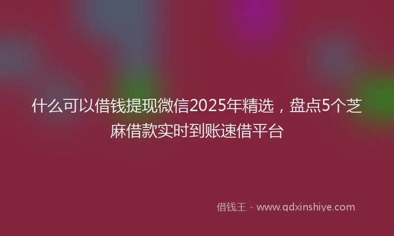 什么可以借钱提现微信2025年精选，盘点5个芝麻借款实时到账速借平台