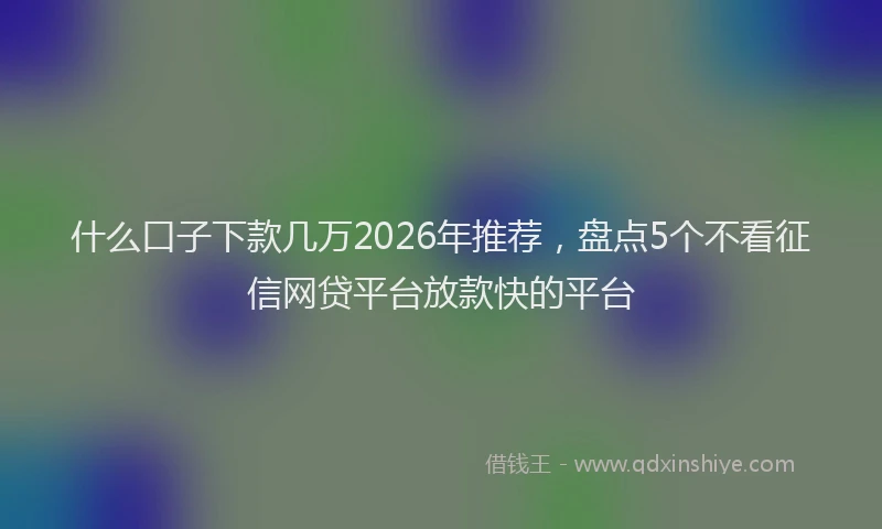 什么口子下款几万2026年推荐，盘点5个不看征信网贷平台放款快的平台