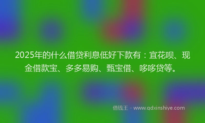 2025年的什么借贷利息低好下款有：宜花呗、现金借款宝、多多易购、甄宝借、哆哆贷等。