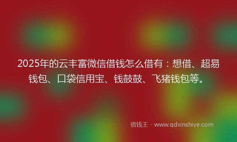 2025年的云丰富微信借钱怎么借有：想借、超易钱包、口袋信用宝、钱鼓鼓、飞猪钱包等。