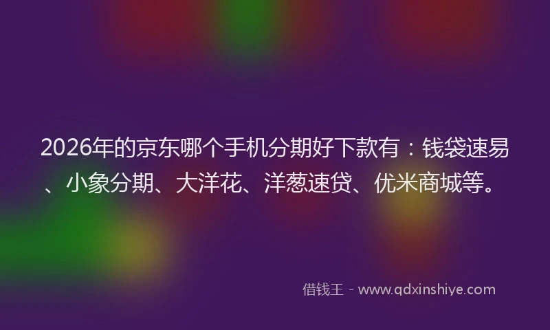 2026年的京东哪个手机分期好下款有：钱袋速易、小象分期、大洋花、洋葱速贷、优米商城等。