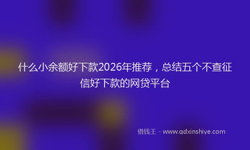 什么小余额好下款2026年推荐,总结五个不查征信好下款的网贷平台