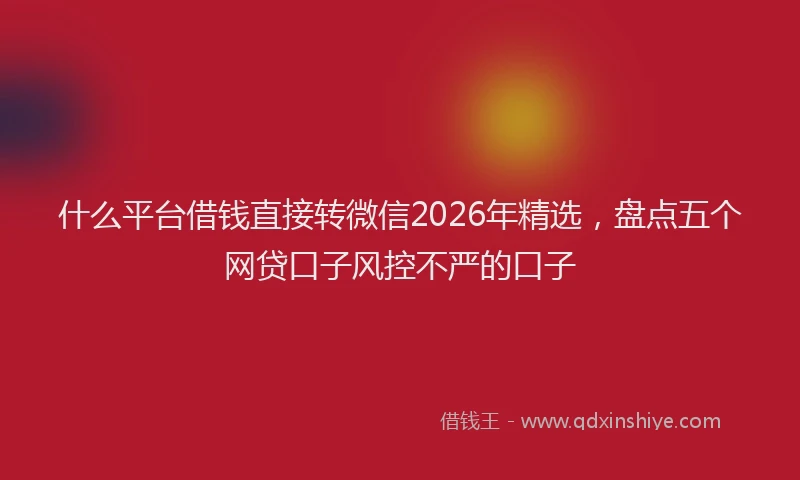 什么平台借钱直接转微信2026年精选，盘点五个网贷口子风控不严的口子
