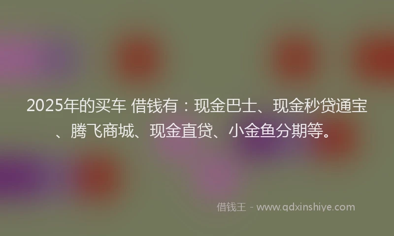 2025年的买车 借钱有：现金巴士、现金秒贷通宝、腾飞商城、现金直贷、小金鱼分期等。