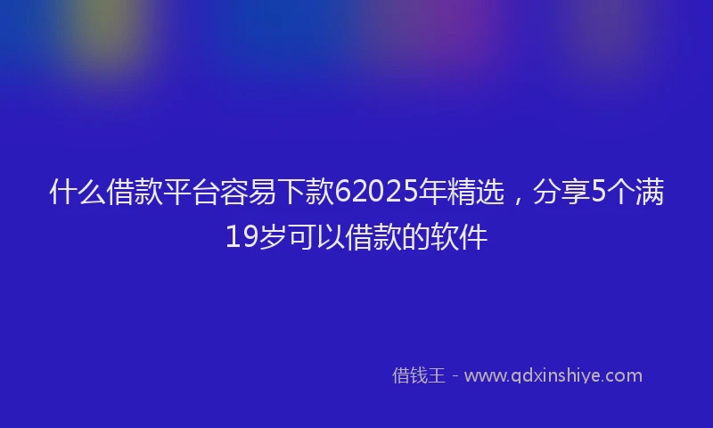 什么借款平台容易下款62025年精选，分享5个满19岁可以借款的软件
