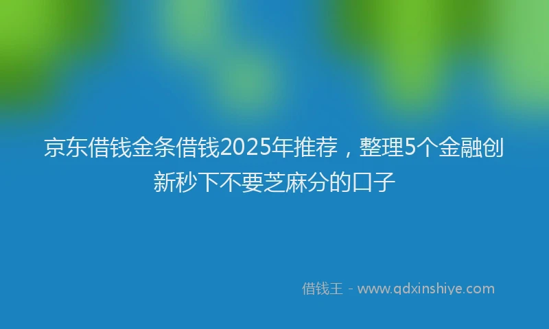 京东借钱金条借钱2025年推荐，整理5个金融创新秒下不要芝麻分的口子
