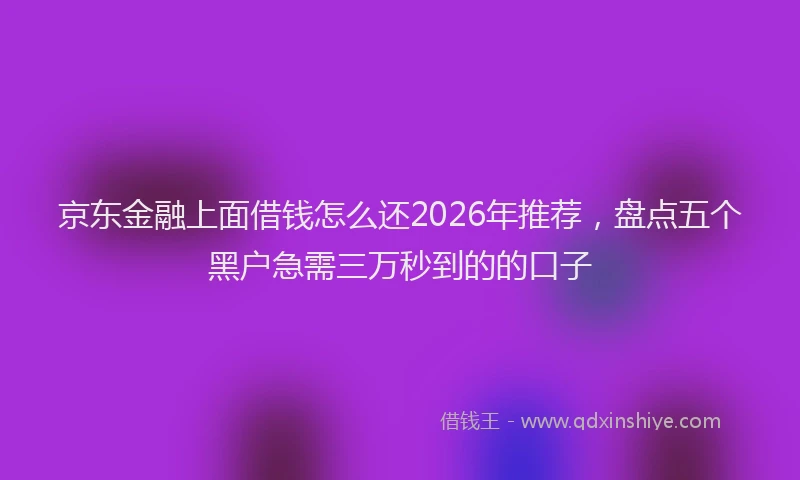 京东金融上面借钱怎么还2026年推荐，盘点五个黑户急需三万秒到的的口子