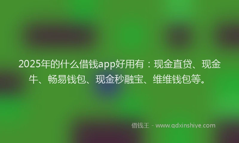 2025年的什么借钱app好用有：现金直贷、现金牛、畅易钱包、现金秒融宝、维维钱包等。