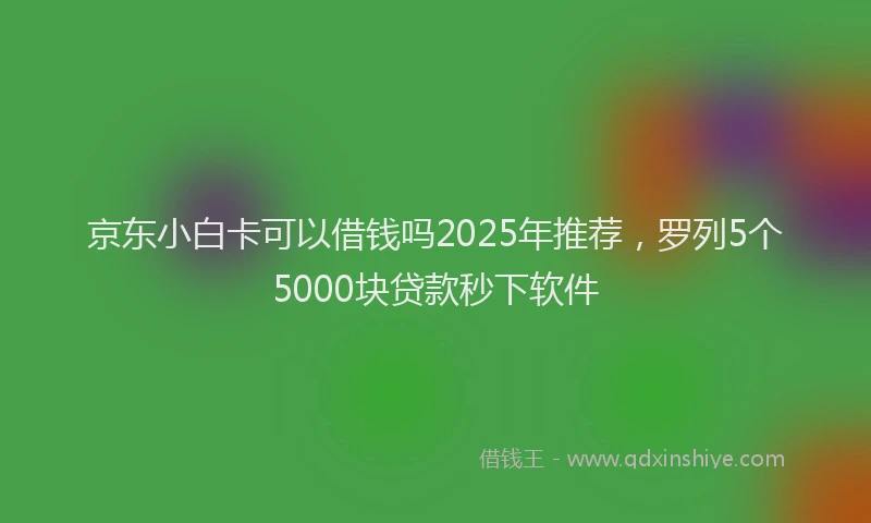 京东小白卡可以借钱吗2025年推荐，罗列5个5000块贷款秒下软件