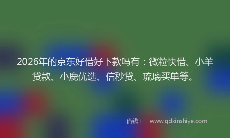 2026年的京东好借好下款吗有：微粒快借、小羊贷款、小鹿优选、信秒贷、琉璃买单等。