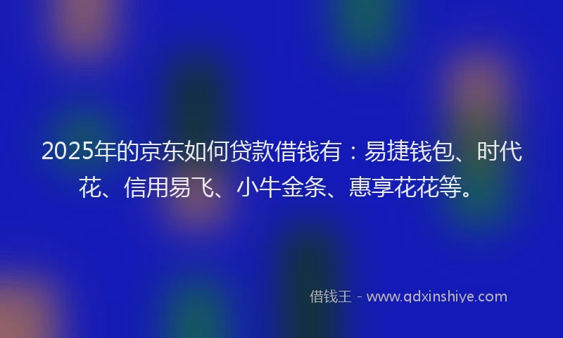 2025年的京东如何贷款借钱有：易捷钱包、时代花、信用易飞、小牛金条、惠享花花等。