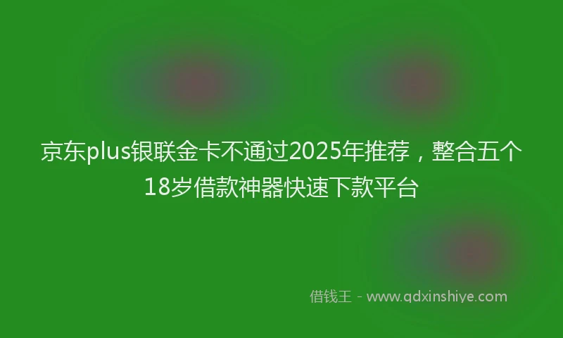 京东plus银联金卡不通过2025年推荐，整合五个18岁借款神器快速下款平台