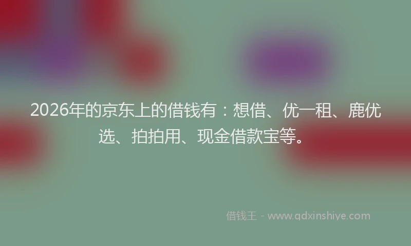 2026年的京东上的借钱有：想借、优一租、鹿优选、拍拍用、现金借款宝等。