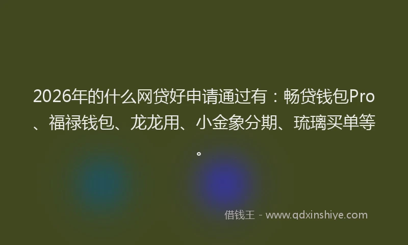 2026年的什么网贷好申请通过有：畅贷钱包Pro、福禄钱包、龙龙用、小金象分期、琉璃买单等。