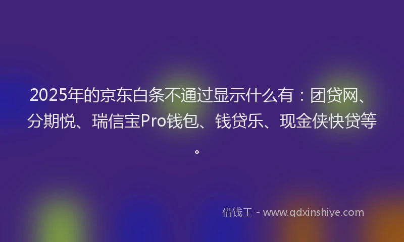 2025年的京东白条不通过显示什么有:团贷网、分期悦、瑞信宝Pro钱包、钱贷乐、现金侠快贷等。