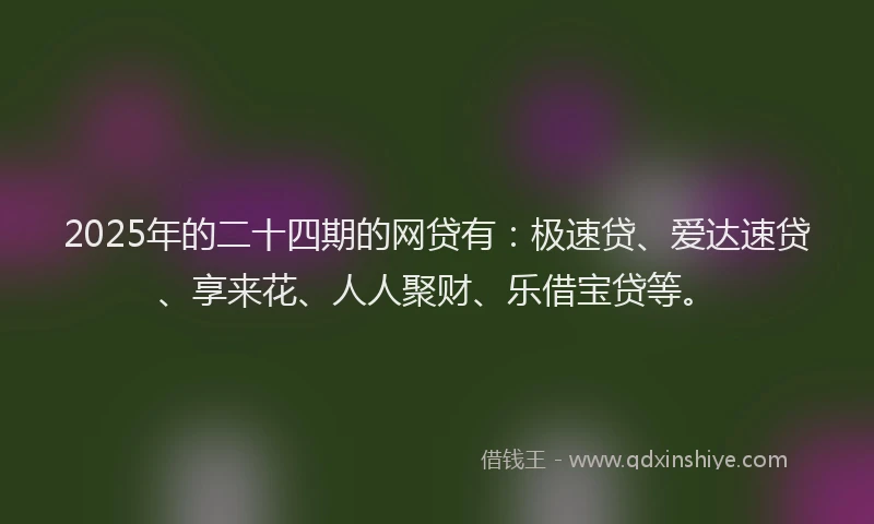 2025年的二十四期的网贷有：极速贷、爱达速贷、享来花、人人聚财、乐借宝贷等。
