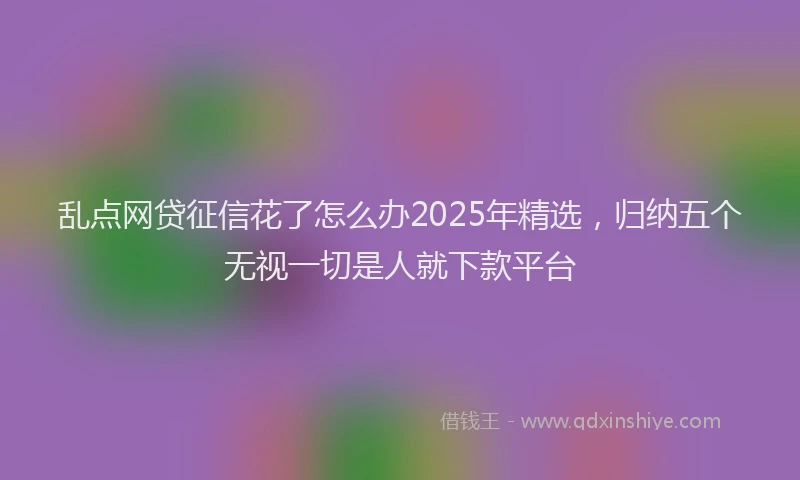 乱点网贷征信花了怎么办2025年精选，归纳五个无视一切是人就下款平台