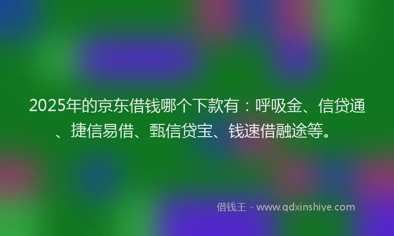 2025年的京东借钱哪个下款有：呼吸金、信贷通、捷信易借、甄信贷宝、钱速借融途等。
