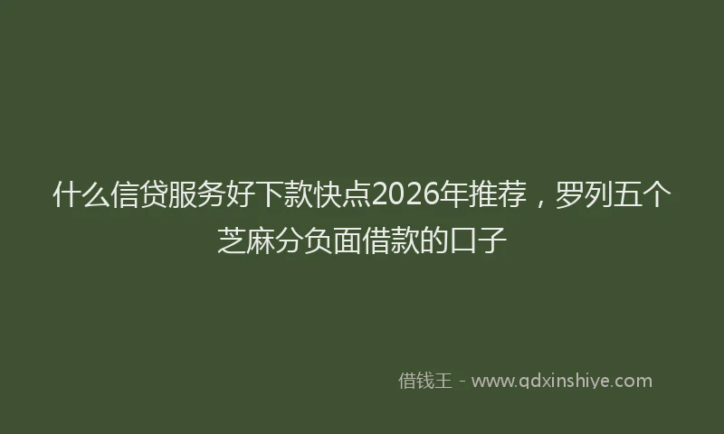 什么信贷服务好下款快点2026年推荐,罗列五个芝麻分负面借款的口子