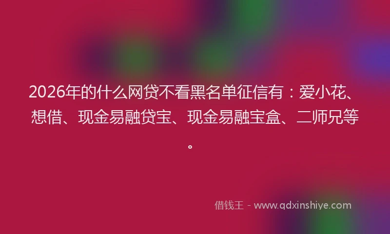 2026年的什么网贷不看黑名单征信有：爱小花、想借、现金易融贷宝、现金易融宝盒、二师兄等。