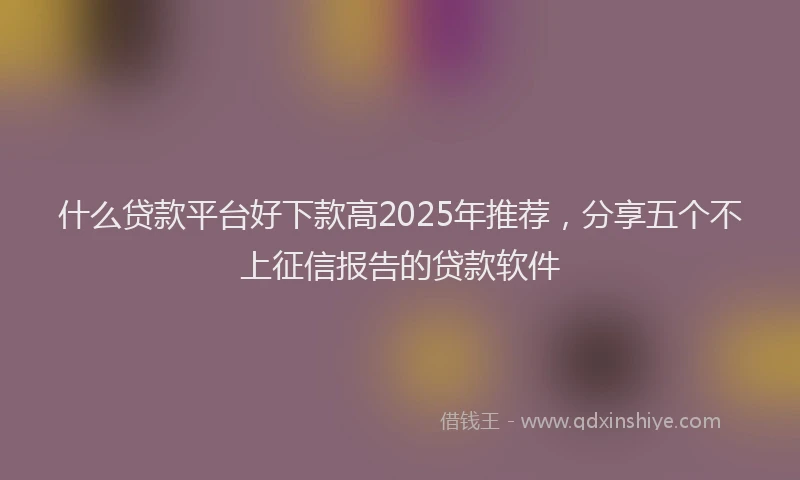 什么贷款平台好下款高2025年推荐，分享五个不上征信报告的贷款软件
