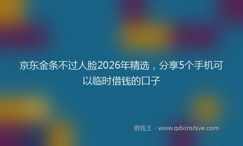 京东金条不过人脸2026年精选，分享5个手机可以临时借钱的口子