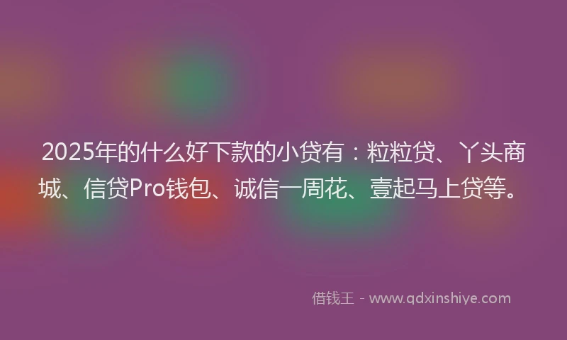 2025年的什么好下款的小贷有：粒粒贷、丫头商城、信贷Pro钱包、诚信一周花、壹起马上贷等。