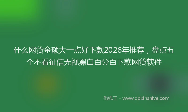 什么网贷金额大一点好下款2026年推荐，盘点五个不看征信无视黑白百分百下款网贷软件