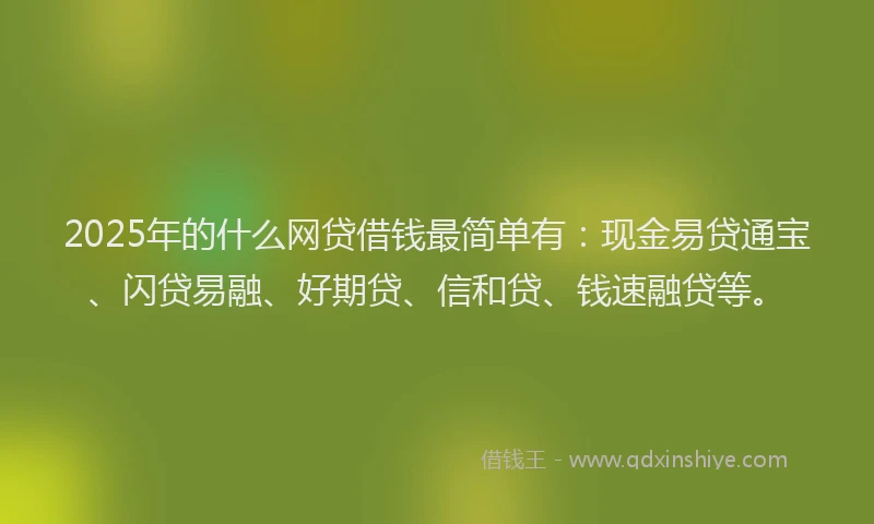 2025年的什么网贷借钱最简单有：现金易贷通宝、闪贷易融、好期贷、信和贷、钱速融贷等。