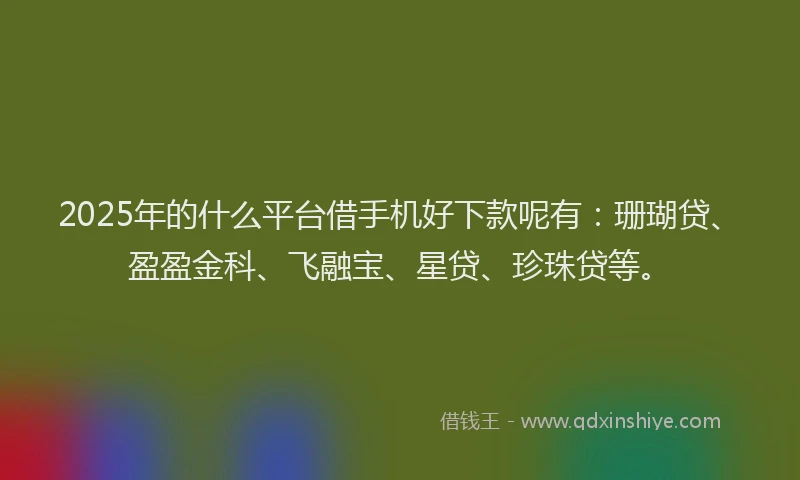 2025年的什么平台借手机好下款呢有：珊瑚贷、盈盈金科、飞融宝、星贷、珍珠贷等。