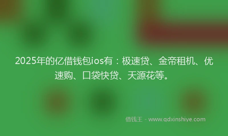 2025年的亿借钱包ios有：极速贷、金帝租机、优速购、口袋快贷、天源花等。