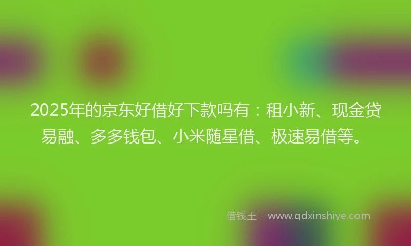 2025年的京东好借好下款吗有：租小新、现金贷易融、多多钱包、小米随星借、极速易借等。