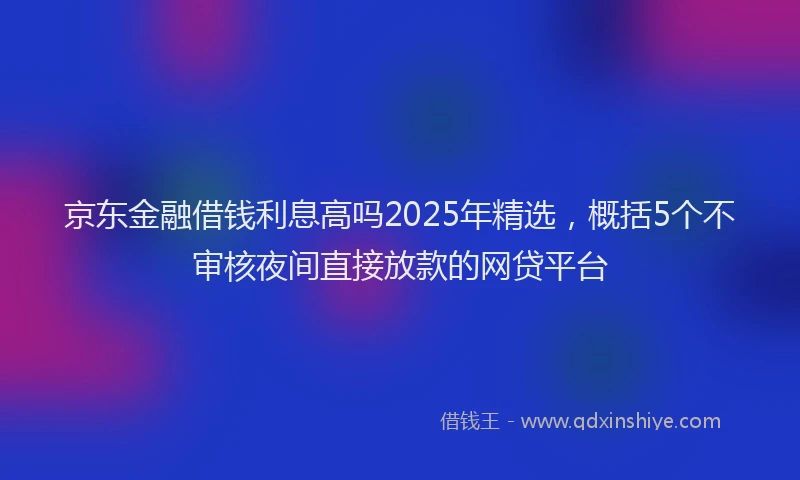 京东金融借钱利息高吗2025年精选，概括5个不审核夜间直接放款的网贷平台